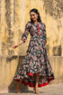 Women Black & Beige Floral A-Line Maxi Dress